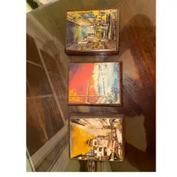 Lot Of 3 Mini Vintage Style unframed Painting Prints Parisian Cityscape scenes