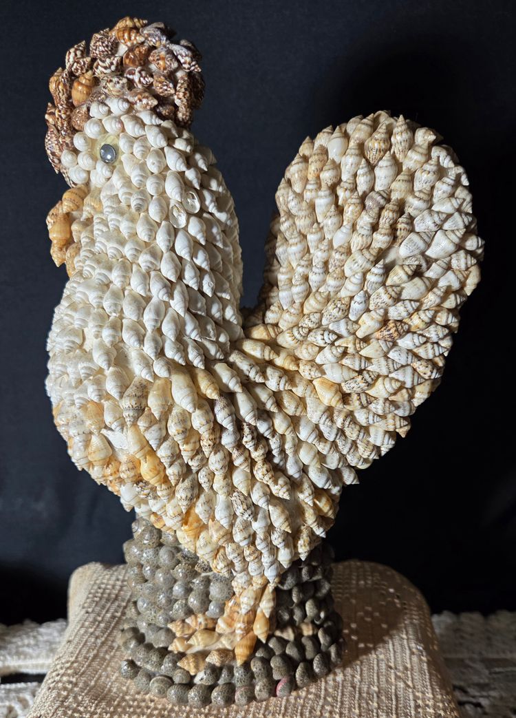 Folk Art Shell Rooster
