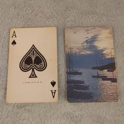 1 Single Swap Card - Playing Card. Vintage sailboat. Ace of Spades. Dimension 2.5 x 3.5. Read description.