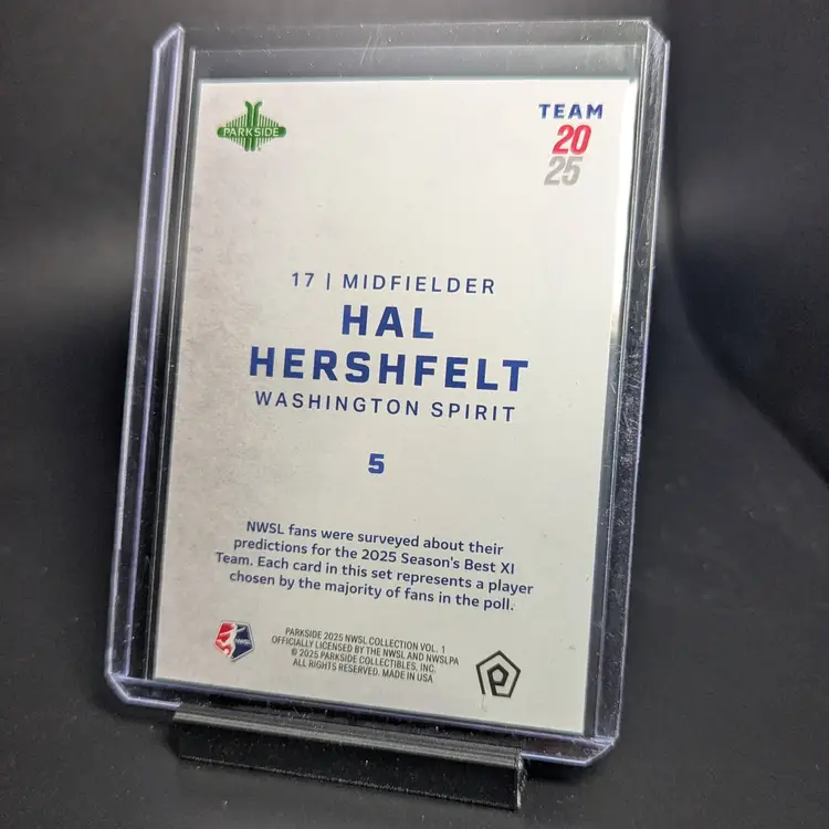 2025 Parkside NWSL Vol 1 Team 2025 #5 Hal Hershfelt Washington Spirit