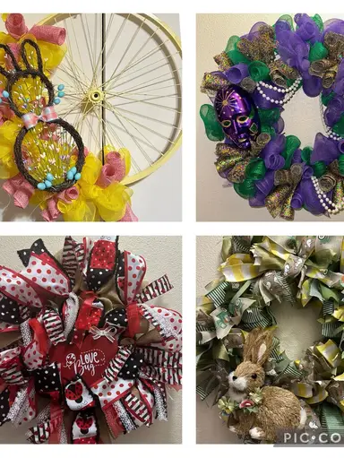 How To Make A Ribbon Wreath Part 2! And Current Made Wreaths For Sale!