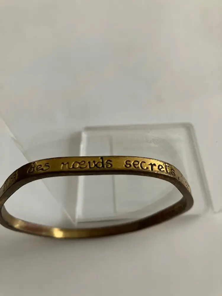 Brass Bracelet engraved in French with poem from Pierre Corneille play