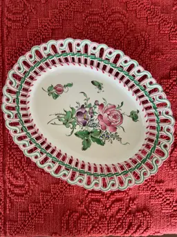 Luneville Pierced edge and Floral decorative Platter
