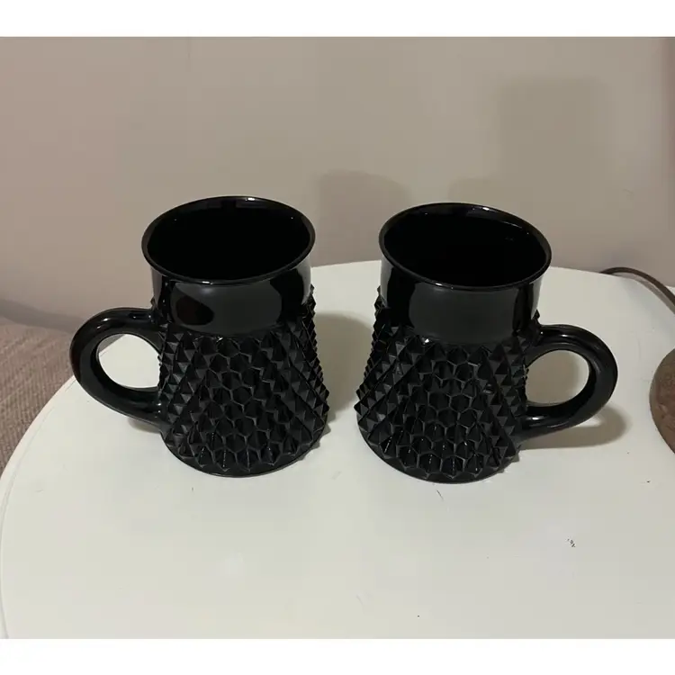 Vintage Black Glass Mugs