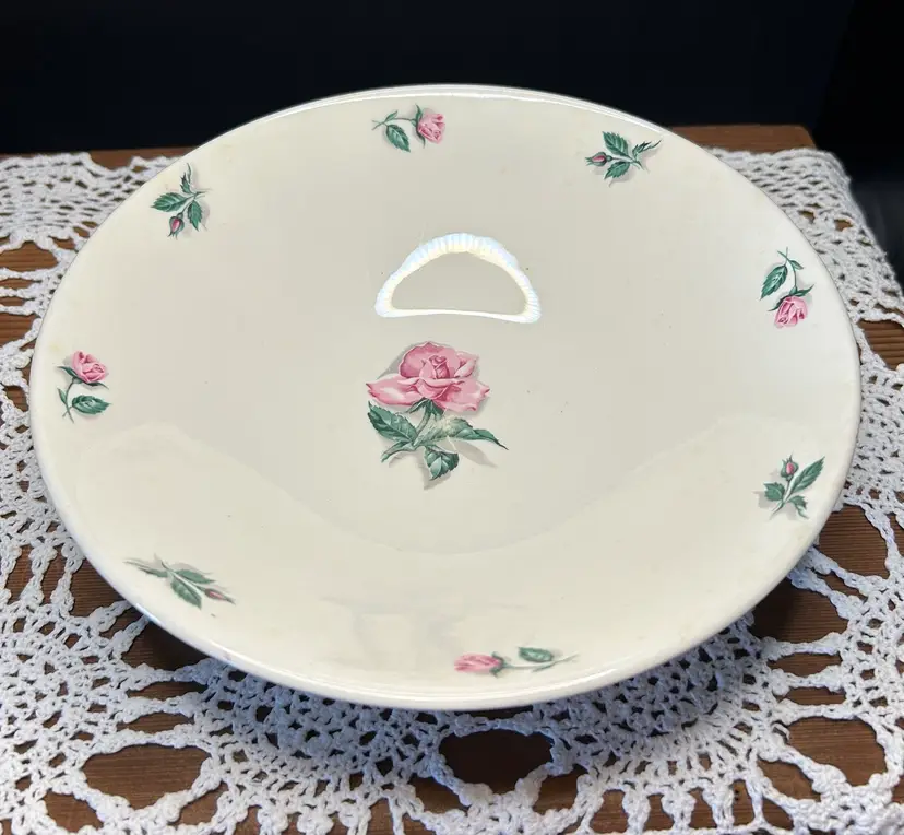 Knowles Rose And Leaf Pattern China Serving Bowl 9 Inch Diameter