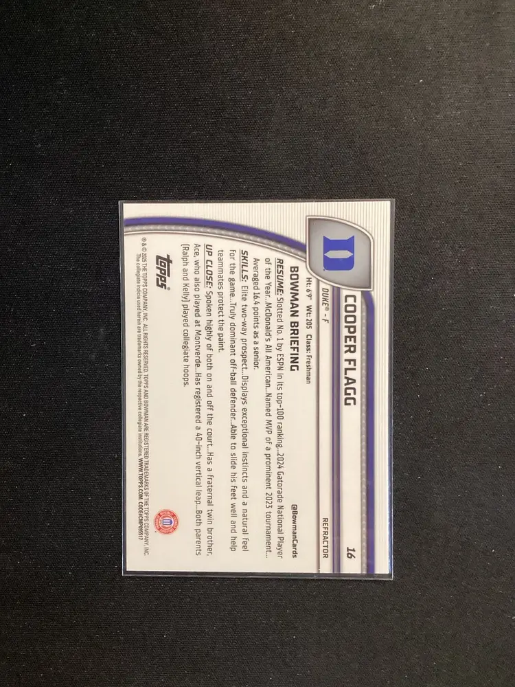 2024-2025 Bowman U Chrome Cooper Flagg Refractor #16