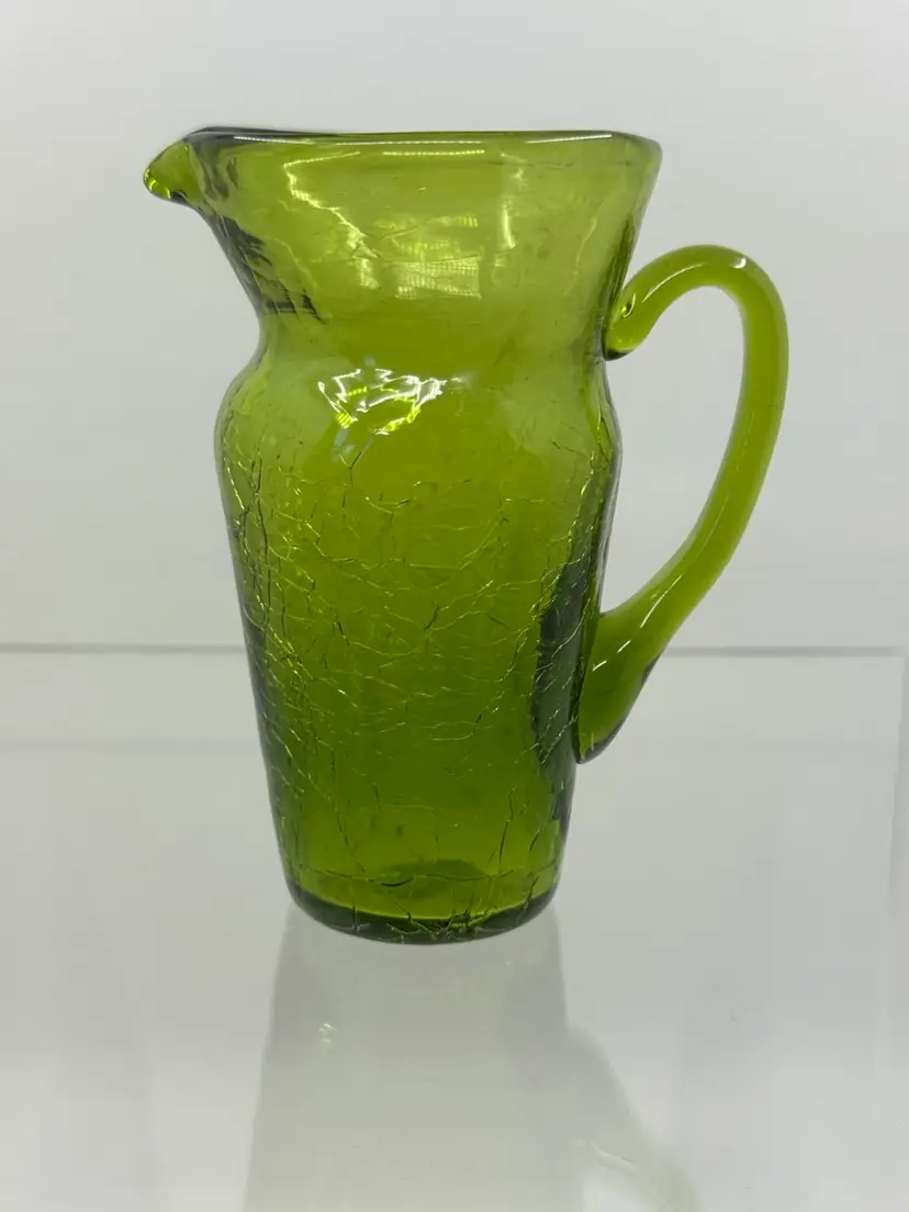 Green Crackle Glass Mini Pitcher