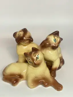 Set of 3 Siamese Cat Figurines, 4" and 3.75" Tall