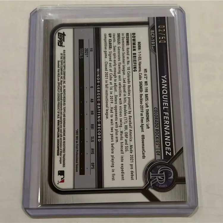 2022 Bowman Chrome Mojo Yanquiel Fernandez Gold /50