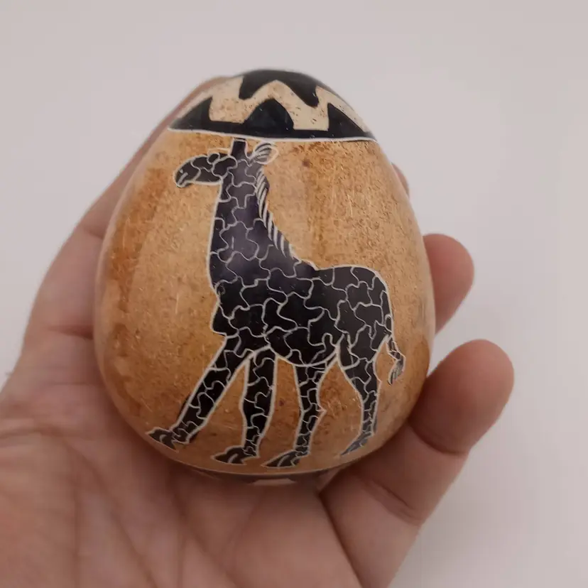 Carved soapstone egg, giraffe