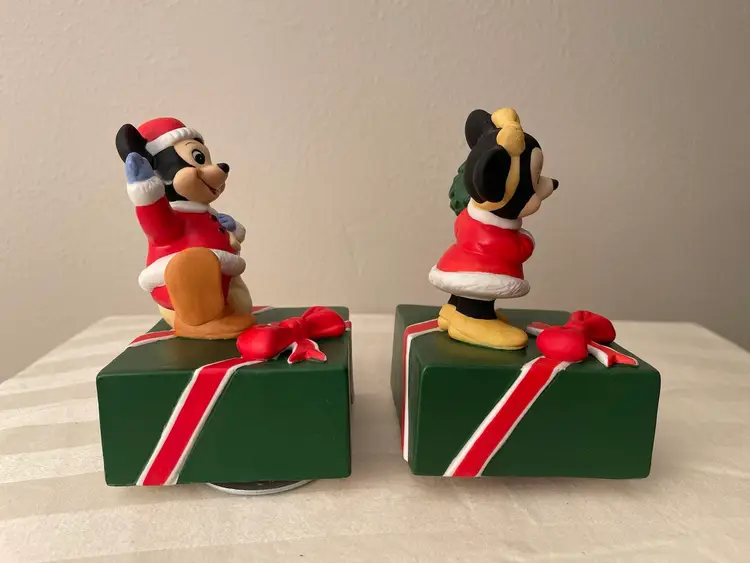 Schmid Disney Mickey And Minnie Mouse Christmas Music Boxes VINTAGE