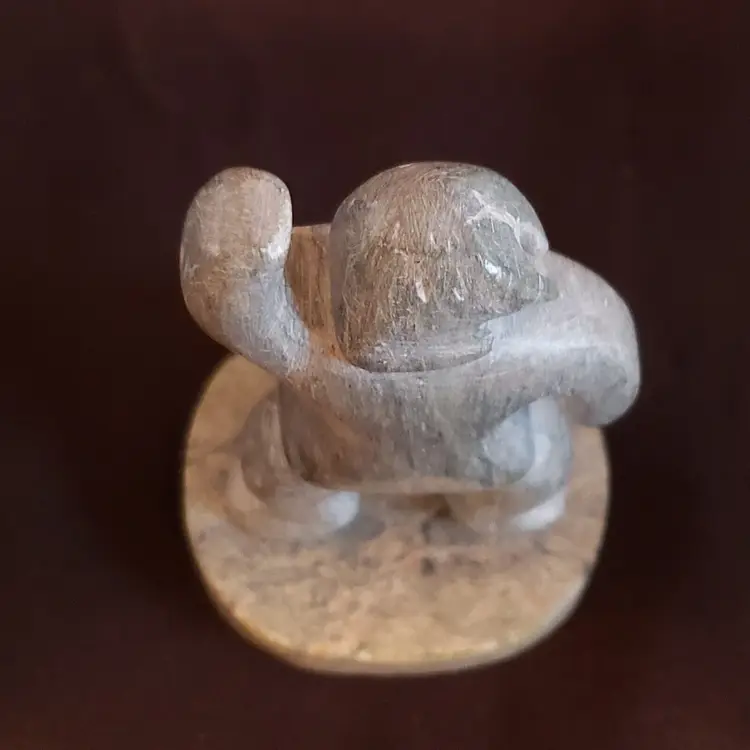 Folk Art Soapstone Figurine Signed - Elton Seppilu Savoonga 99769 - 3 1/2" tall