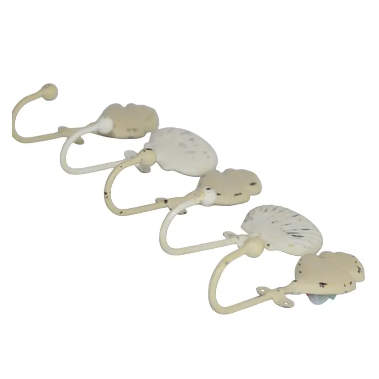 5pc WALL HOOK SET 
SHELL DESIGN 
METAL DISTRESSED
Cracker Barrel
 2-White 3-Tan 
New with Hardware