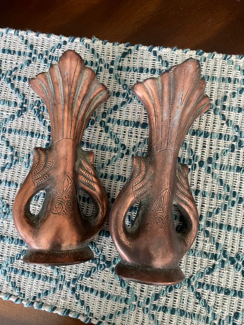 Art Nouveau-Style Metal Vases (Set of 2)