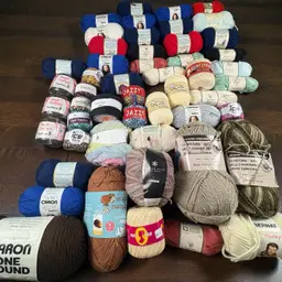 Large Yarn Lot 51 Skeins Mixed Brands Bernat Caron Charisma Ice Crochet Knit