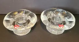 (2) Vintage Orrefors Sweden Clear Crystal Candle Holders
