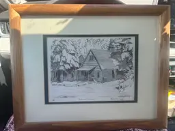 Cabin in the Snow Artist Print by Richard Cady framed