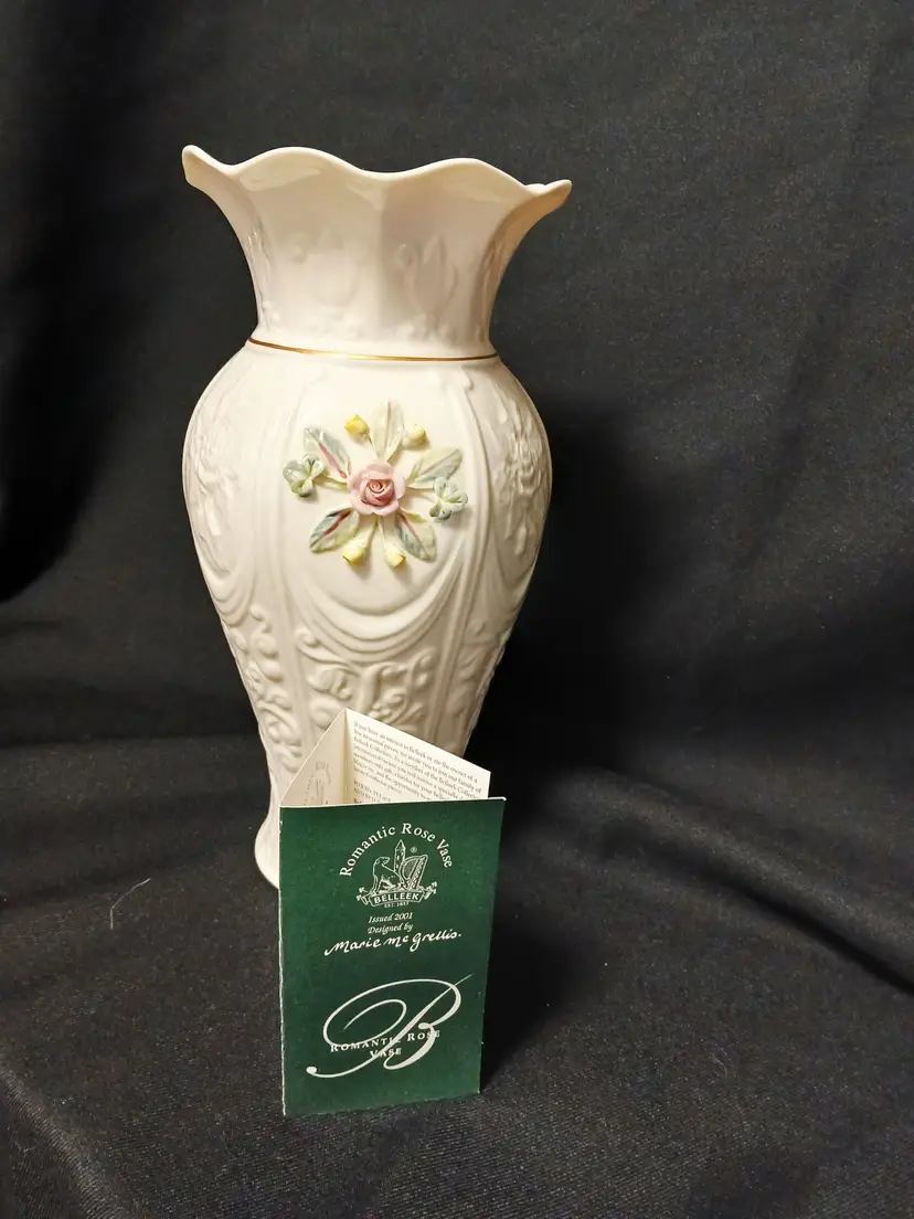 Belleek Ireland Romantic Rose Collection Vase