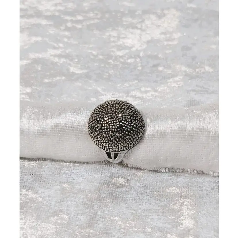 Vintage Sterling Silver Marcasite Dome Ring, approx. size 8 - Marked 925
