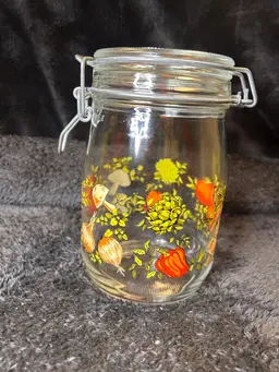 Vintage Arc Niveau de Remplissage Snap Lid Jar Veggie Design Made In France