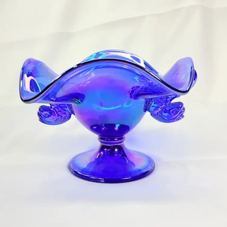 Fenton Dolphin Handled Bowl