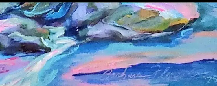 🧡 Original Acrylic Painting Artwork 6 x 6" Wood Panel  Landscape Trees Impressionistic