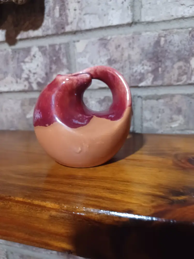 Vintage Small Japanese Clay Pitcher Vase Drip Glaze Art Deco Style Unique Design