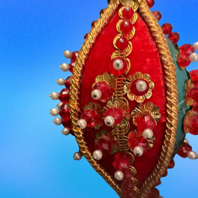 Vintage Beaded Handmade Pointed Christmas Ornament