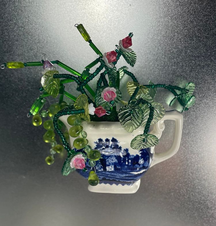 Mini Blue White Creamer Magnet Flowers Plants Assembled Made By Me