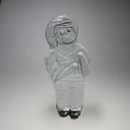 Don Shepherd for Blenko Glass ? Icefloe Boy with Cat Bookend Single Vintage 8"