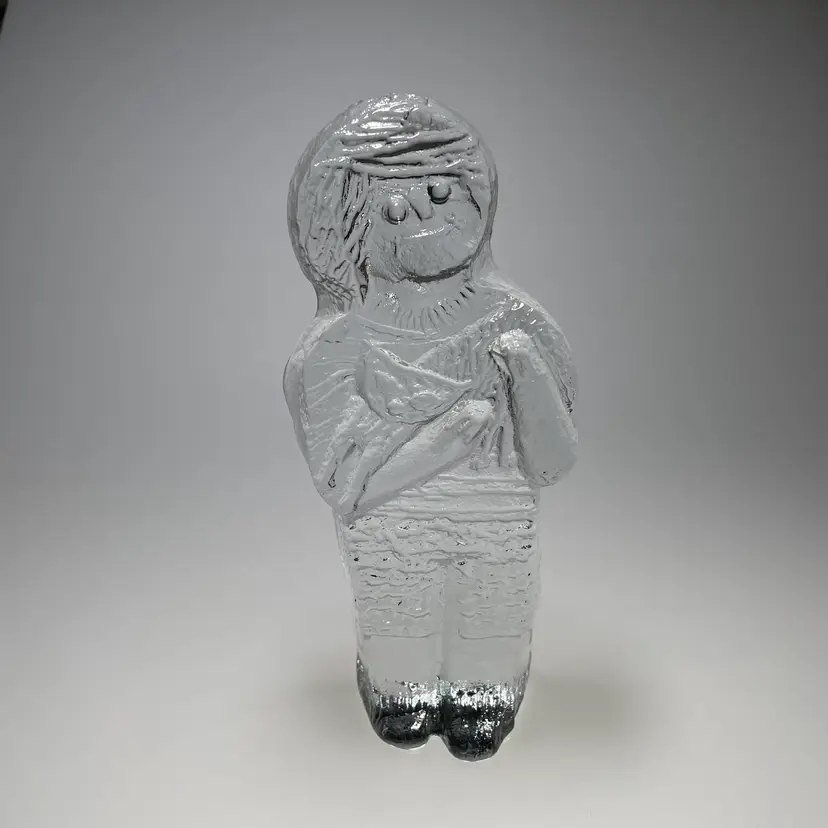 Don Shepherd for Blenko Glass ? Icefloe Boy with Cat Bookend Single Vintage 8"