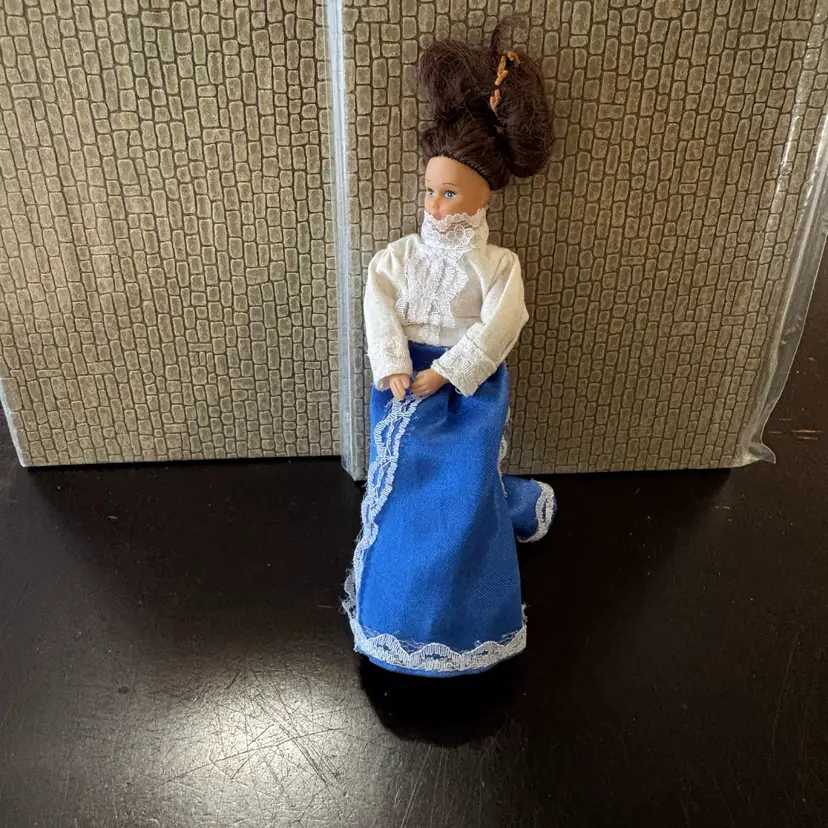 Girl In While And Blue Dress