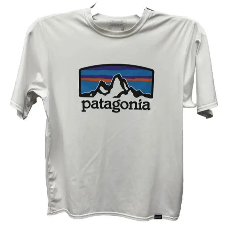 Patagonia Capilene Cool Daily Graphic Logo Shirt Sz S 50 UPF Stretch Performance