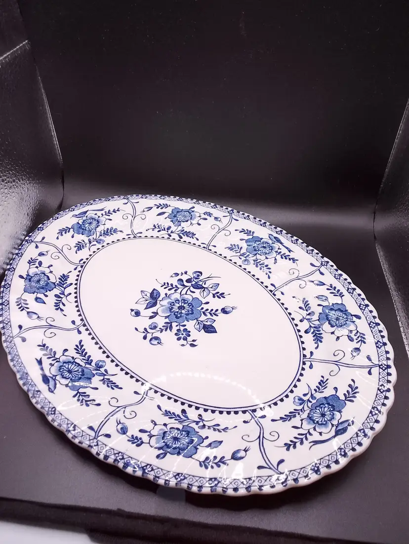 JOHNSON BROTHERS INDIES BLUE ENGLAND IRONSTONE 12 1/4" Oval Serving Platter READ