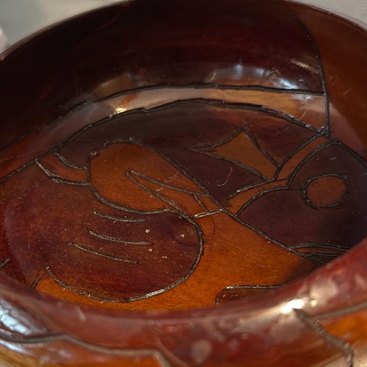 Vintage Teak Hand carved Wooden Bowl
