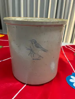 Vintage Burley Clay Crock Bird 1 Gallon