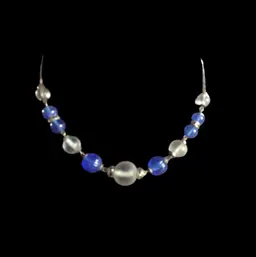 Vintage Blue & Clear Bead Necklace