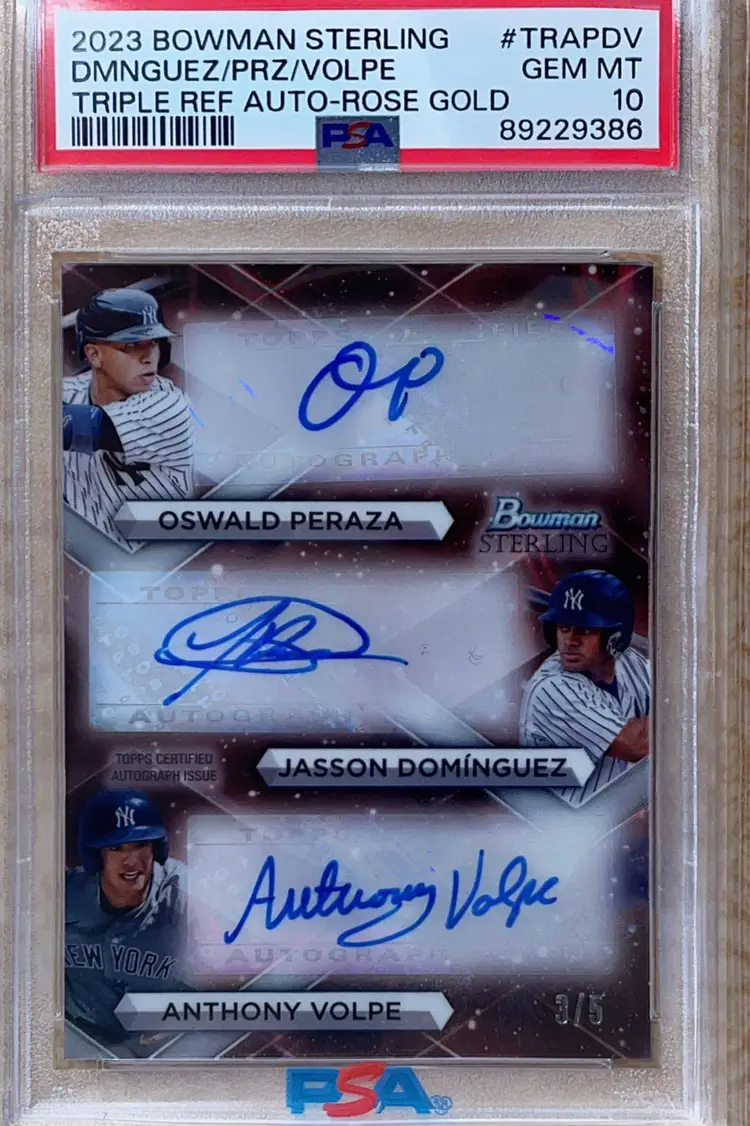 Volpe/Peraza/Dominguez 
Rose Gold Triple Auto #3/5
PSA 10