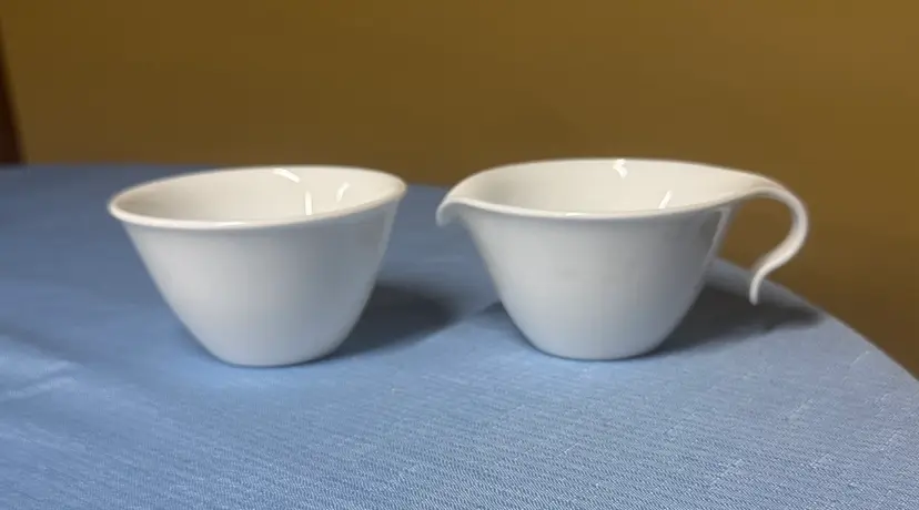 Corelle Winter Frost White Hook Handle Creamer Sugar Bowl Set