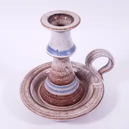 Vintage STUDIO POTTERY Signed Hand Formed Stoneware Candlestick CHAMBER LIGHT