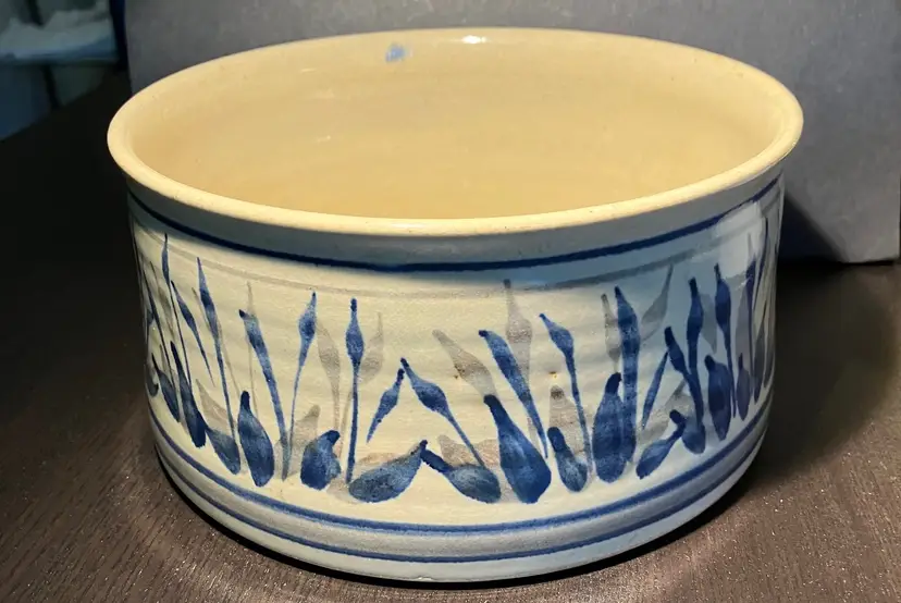 VTG Signed Bledsoe Ceramic Art Pottery Vase Dish Bowl Blue & Earth Tone Earthenware