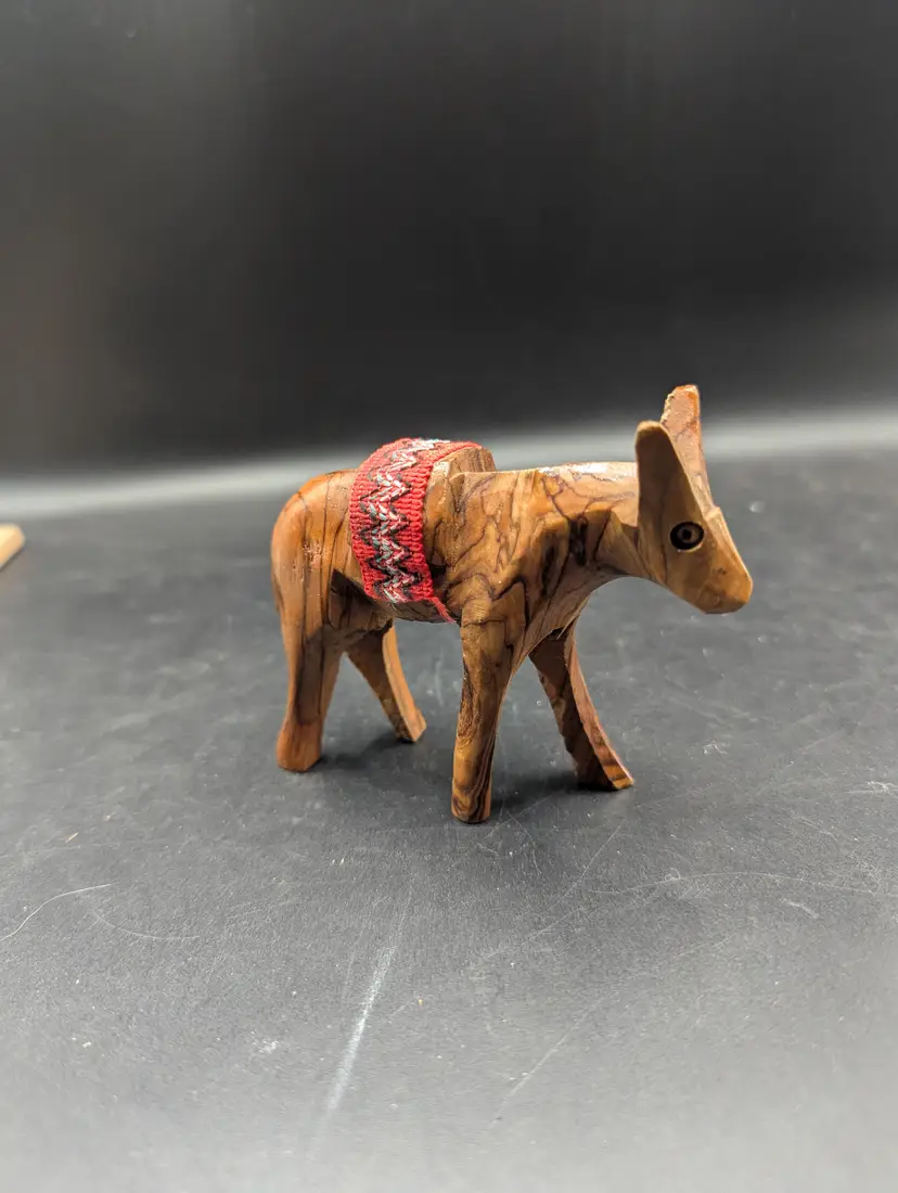 This is a very nice Handcrafted Olive Wood Nativity Donkey.
