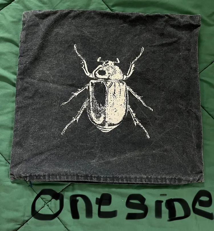 IKEA White Screen Print Style Beetle Graphic Denim 18 x 18 Pillow Case Cover