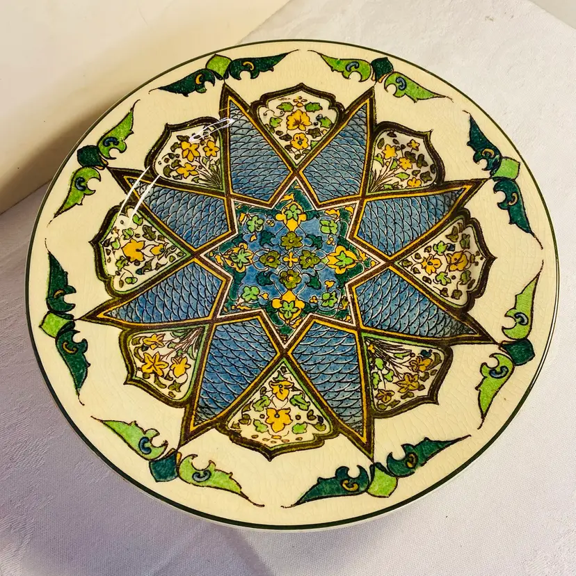 #1514 Early RARE 1936 Royal Doulton Inlay Star Fine Bone Plate England Antique