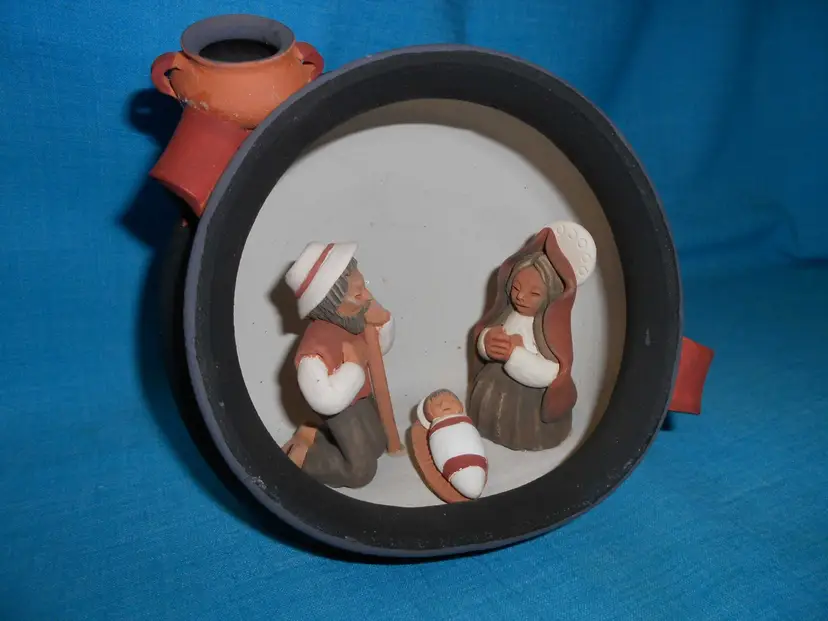 Vtg Nativity Amigo Peruvian Terra Cotta Pottery Made in Peru Marked SALAS (BR2)