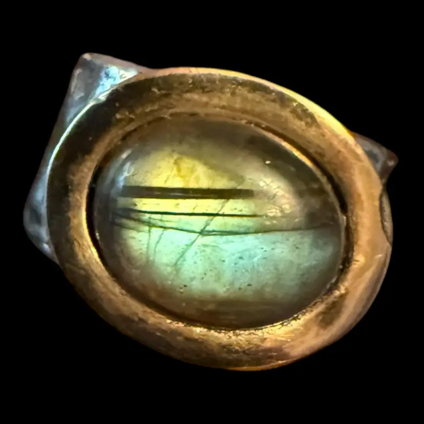 Didae Israel Sterling Silver .925 and 14k Gold Labradorite Ring Size 7
