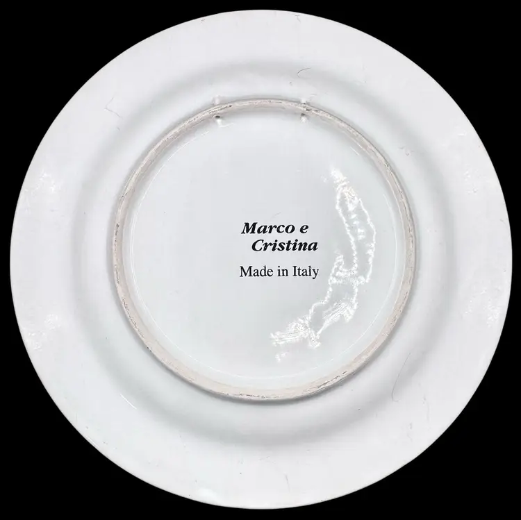 Marco e Cristina Italy Hand Painted Pottery Plate Wall Hanging Garden Gate 8.5”