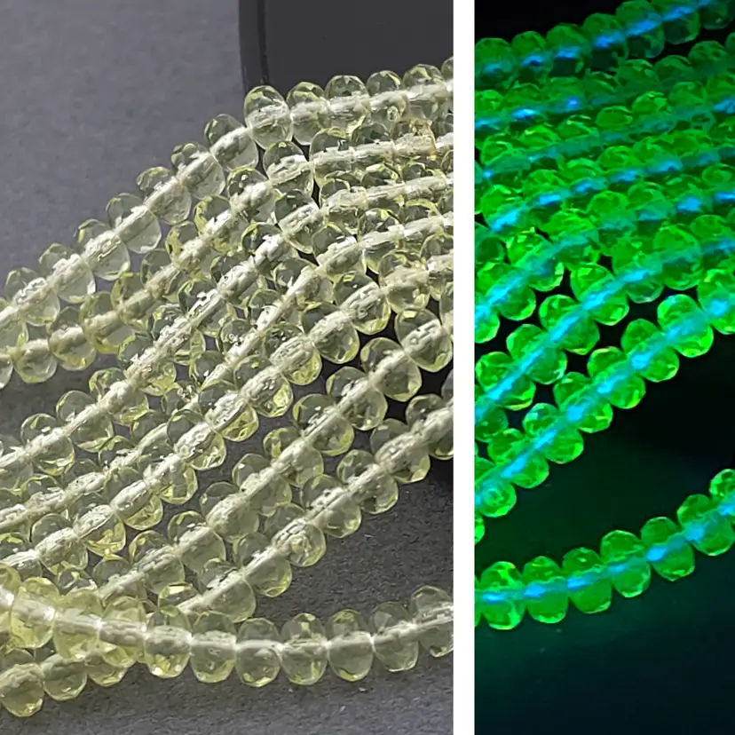 100pcs 4x3MM Faceted Czech Glass Rondelles UV Reactive Uranium