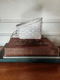 Wicker and Gold Metal Christmas Sleigh