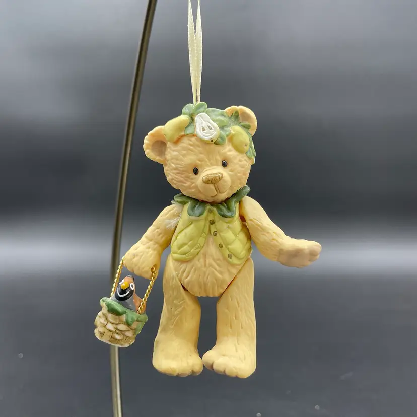 Hallmark Gift Bearers Hanging Christmas Ornament 7th in Series Bear Bird Pears
